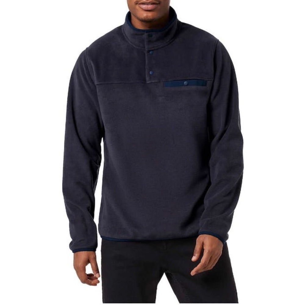NWT Men’s fleece button Blue color pullover sweater front pocket 32 degrees Heat